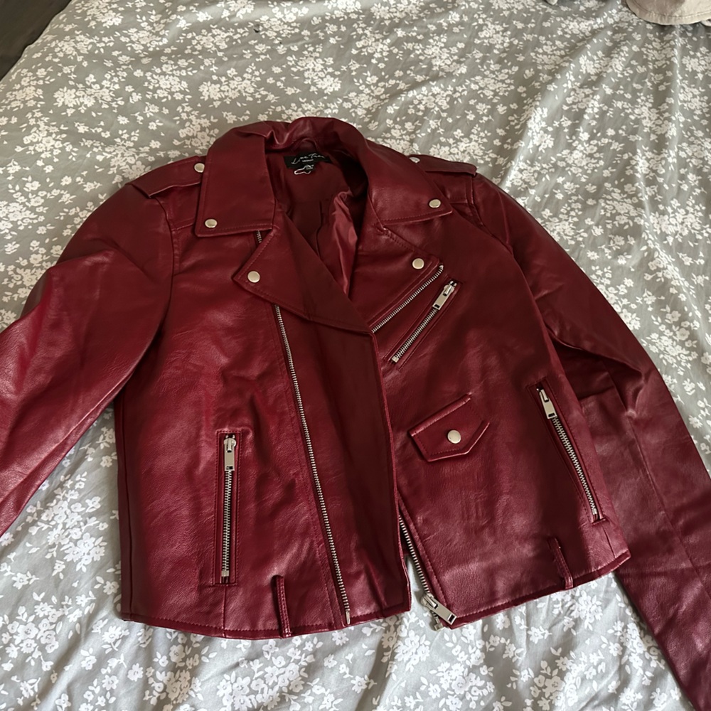 Fashion Nova Burgundy Leather Jacket